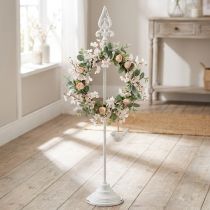 gjenstander Kransholder Shabby Chic Hvit Kransstativ Metall 4 Kroker H76cm