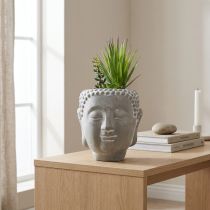 gjenstander Kunstig sukkulent blomsterpotte Buddha Ø12cm H25cm
