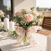 gjenstander Organzabånd, bomullsblomster, dekorativt bånd, rosa, 40 mm, 15 m