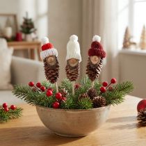 gjenstander Kongle nisse med lue blomsterplugg nisse 8cm 12 stk