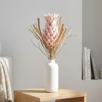 gjenstander Eksotisk kunstig blomst rosa stor ananasblomst 74cm