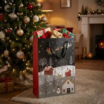 gjenstander Gavepose papirpose Christmas village H30cm 2stk