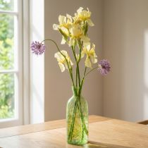 gjenstander Dekorativ vase glass blomstervase gulgrønn mønster Ø10cm H25cm