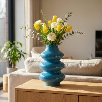 gjenstander Vase, hjemmetilbehør med bølgeformet overflate for en moderne atmosfære, 23 cm