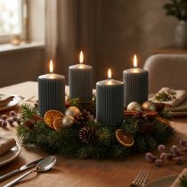 gjenstander Antrasittfargede kuppellys, rillede lys, 70/90 mm, sett med 4, adventspynt
