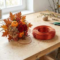 gjenstander Aluminiumstråd Ø2mm, 500g, 60m i oransje - Fleksibel hobbytråd for blomsterdekorasjon og dekorasjon
