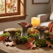 gjenstander Naturinspirerte dekorative figurer av sopp - forskjellige brune nyanser, 2,5" - Sjarmerende aksenter for hage og hjem Pakke med 3