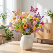 gjenstander Vårdekorasjon blomsterplugger tre dekorative sommerfugler 28cm 18 stk