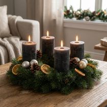 gjenstander Ensfargede kuppellys, antrasitt, 70x100mm, sett med 4 – dekorasjon, advent, lang brennetid