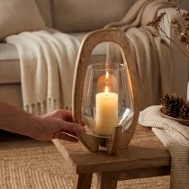 gjenstander Lykttre glasslykt dekorativ mangotre natur Ø14cm H26cm