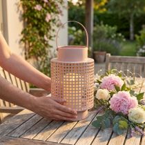 gjenstander Dekorativ lanterne rosa metall lanterne med håndtak Ø18cm H29cm
