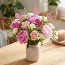 gjenstander Blomsterplugg Morsdag dekorativ plugg hjerte rosa 7cm 12 stk