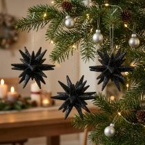 gjenstander Julepyntstjerner for oppheng svart Ø7,5cm 8 stk