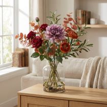 gjenstander Kunstig blomst Dahlia Lilla silkeblomst og knopp H57cm