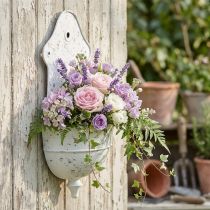 gjenstander Shabby Chic Veggskål Metall Halvrund Hvit 24cm×10cm×47cm