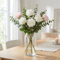 gjenstander Hvit Rose Fake Rose på Stengel Silke Blomst Kunstig Rose L72cm Ø13cm