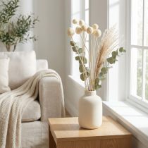 gjenstander Tørkede Craspedia-blomster, tørkede trommestikker, bleket, 60 cm, 10 stk.