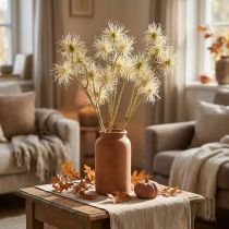 gjenstander Xanthium kunstig blomsterkrem høstdekorasjon 6 blomster 80cm 3stk