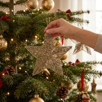 gjenstander Juletrepynt, adventsdekorasjon, stjerneanheng gyllent B25,5 cm 4 stk