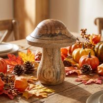 gjenstander Tresopp med riller Høst deco sopp naturlig mangotre 10×Ø8cm