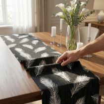 gjenstander Bordløper med fjærmønster 30cm x 500cm