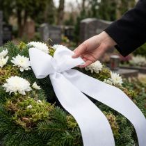 gjenstander Hvitt kransbånd, 200 mm bredt, 25 m rull, sørgebånd, sløyfebånd, dekorativt bånd til begravelsesblomster og anledninger