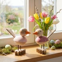 gjenstander Trefugl deco figur vindusdekor vårrosa H15cm 2stk
