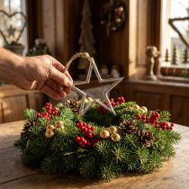 gjenstander Julepyntstjerne, adventsdekorasjon, stjerneanheng sølv B15,5cm