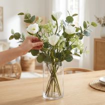 gjenstander Kunstig blomst Kunstig valmue maisrose hvit L55/60/70 cm Sett med 3