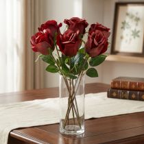 gjenstander Fløyelsrose Rød Ø8cm L45cm 6 stk