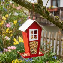 gjenstander Fuglemater Rød og hvit hengende fuglemater H21cm
