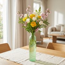 gjenstander Glassblomstervase, dekorativ vase i grønt, høy, Ø6,5 cm, H30 cm