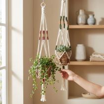 gjenstander Hengende lys blomsterpotte macrame krem Ø12cm H85cm 2stk