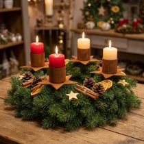 gjenstander Stjernelysestake til oppklistring, rustbelagt adventsdekorasjon, 6 cm, 4 stk.
