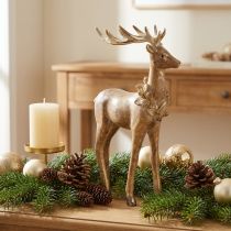 gjenstander Dekorativ figur av en hjort med gevir, til stående, julepynt, 28 cm