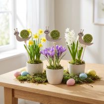 gjenstander Blomsterpinne Snegledekor Trefilt Grønn 6,5cm 12 Stk