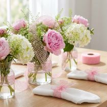 gjenstander Rutenettbånd 4,5cm x 10m rosa