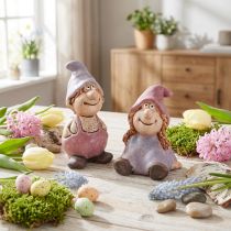 gjenstander Vårgnom gutt jente par lilla rosa H10/14cm 2 stk