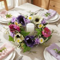 gjenstander Kunstig blomsterkrans Anemoner Tusenfryd Lilla Hvit Ø25cm