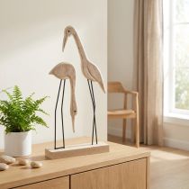 gjenstander Stativ trefigur kranpar natur 27,5×13cm 2 stk