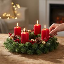 gjenstander Kunstig grankrans, grønn, Ø30 cm - Julepynt, dørkrans, adventskrans, borddekorasjon, lett å vedlikeholde