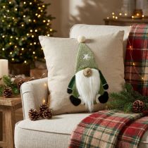 gjenstander Pyntepute med nisse pyntepute grønn beige 40×40cm