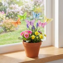 gjenstander Dekorative sommerfugler på tråd fargerike fjær 5,5×8cm 12 stk