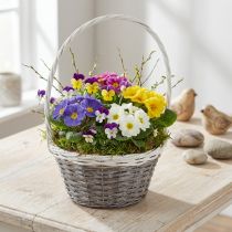 gjenstander Pilekurv med hank, grå og hvit, Ø29 cm, gave, blomsterdekorasjon