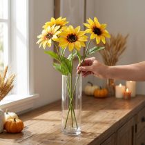 gjenstander Kunstige solsikker Dekorative blomster Gul 79cm 3stk