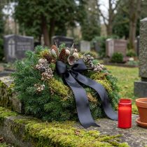 gjenstander Gavebånd svart sørgeblomst dekorativt bånd 8mm 50m
