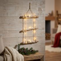 gjenstander Juleveggdekorasjon med mikro LED eventyrlys, små snøflak i tre og snødekte greiner H150cm