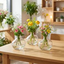 gjenstander Liten glassvase moderne minivase glass klar 11×6×10 cm 3 stk