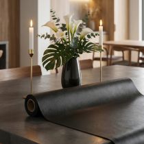 gjenstander Kunstskinn svart dekorativt stoff svart skinn 33cm×1,35m