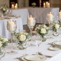 gjenstander Blomsterlysestake i glass for elegant borddekorasjon, arrangementer og bryllup, 22 cm